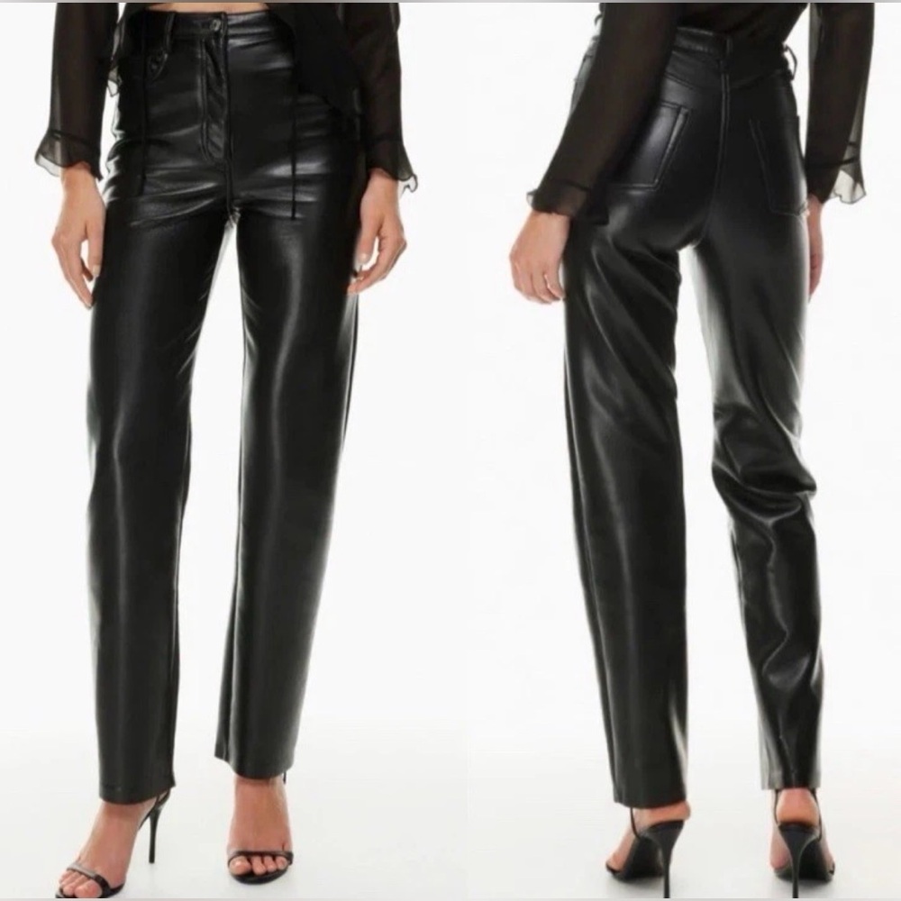 Aritzia Wilfred The Melina Black Straight Leg Vegan Leather Pants Size 0